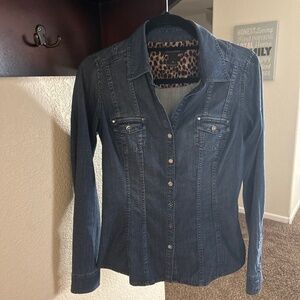 White House Black Market: denim corset style shirt